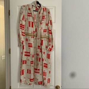 Dries Van Noten - size 40 - cream/orange - long sleeve - vintage - silk